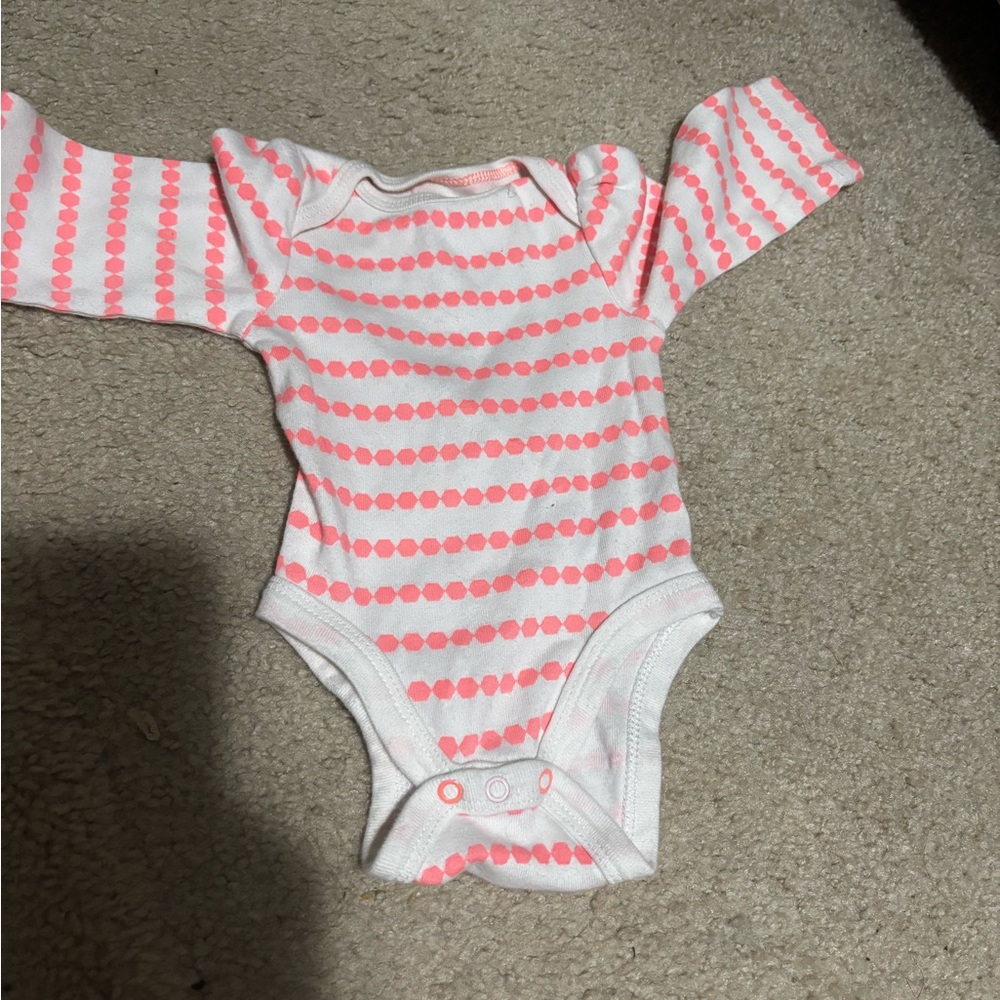 Pink and White Striped Bodysuit with Ruffled Sleeves